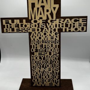 Hail Mary laser cut wood cross